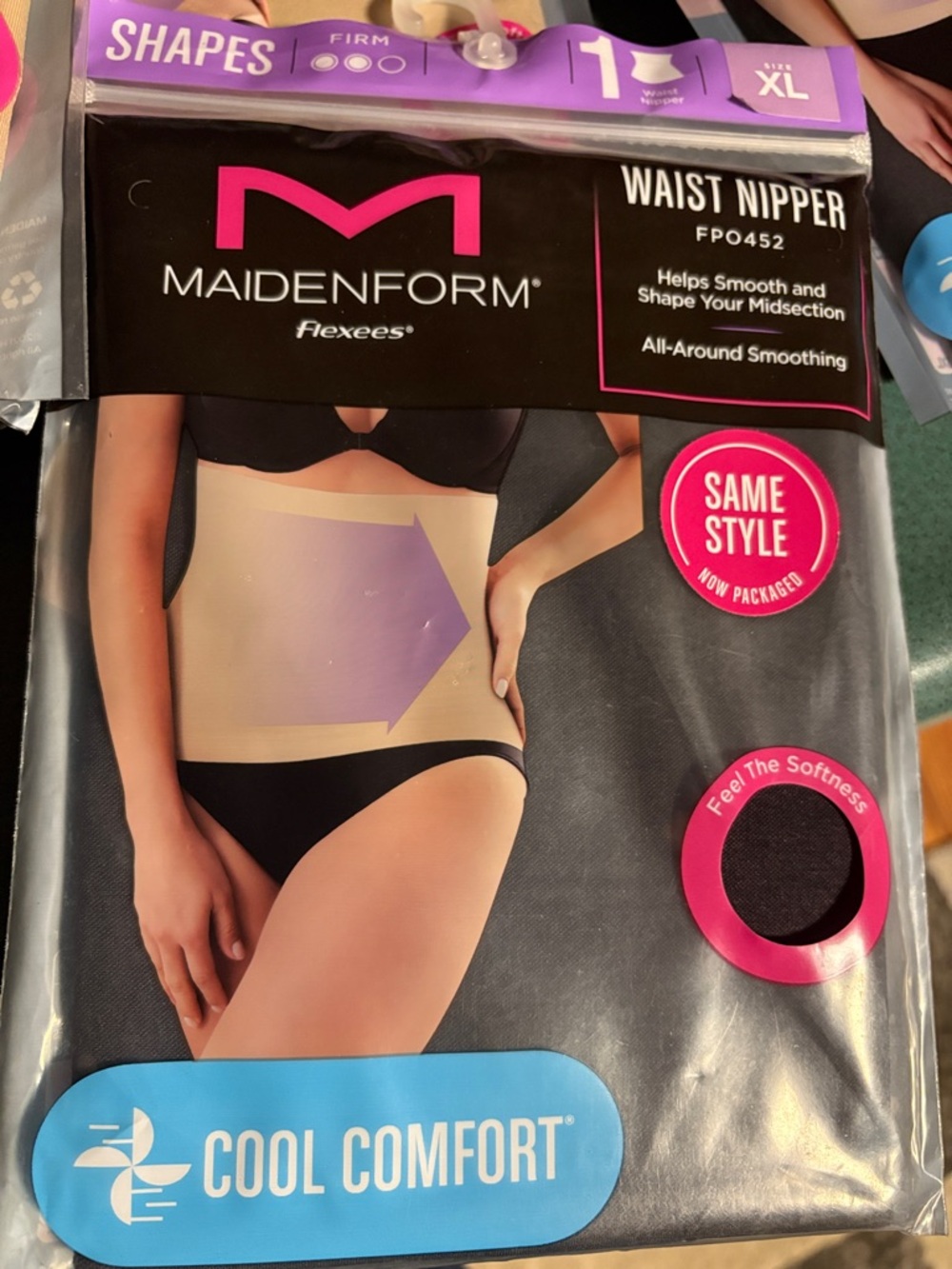 New XL Maidenform Black Cool Comfort Waist Nipper flexees shapewear